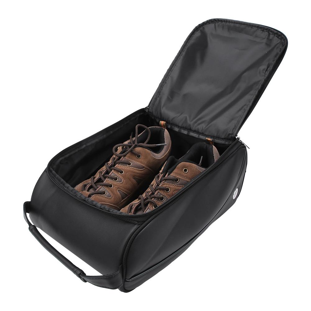 Portable PU Golf Shoes Bag Waterproof Zippered Breathable Carrier Package Accessory