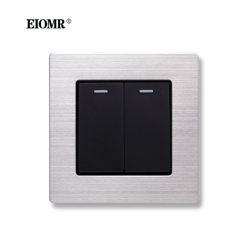 EIOMR EU/UK Standard Lichtschalter 16A 250V 2-fach 1-Wege / 2-Wege Wippschalter Großes Panel Luxus Wandtaster Unterputzschalter