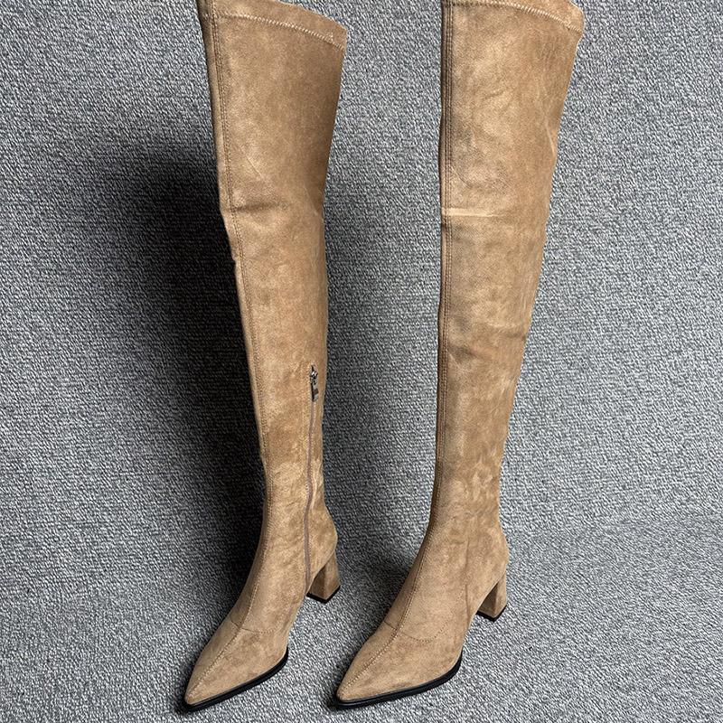 Fashion Winter Fashion Pointed Toe Women Long Over The Knee Boots Street Style Thick Heels Party Stripper Female Shoes