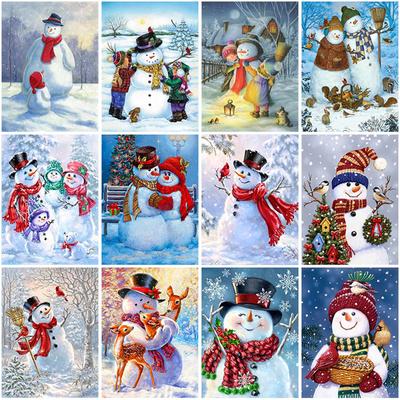 5D DIY Diamond Painting Snowman Full Round Drill Diamond Embroidery Christmas Rhinestones Pictures Crafts Kit Home Decor Gift
