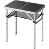 2ft Folding Camping Table, Picnic Table with Mesh Storage Layer, 4 Adjustable Heights and Carrying Handle, Black