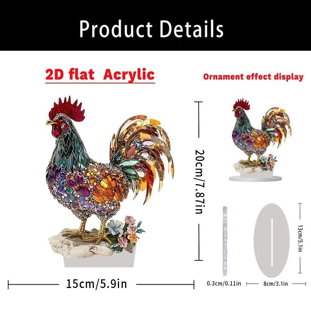 Acrylic Rooster Ornament Creative Miniatures Figurine Sculpture Animal Statue Ornament  Living Room