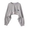 Damen-Sweatshirt, kurz, dünn, schmal, langärmelig, Rundhalsausschnitt, lässig, kurzes Oberteil, Bluse, täglich, lässig, zweiteilig, einfacher Stil, Frühling und Herbst