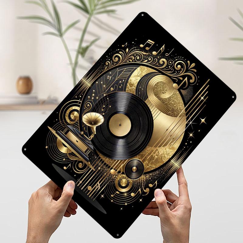 

Retro Vinyl Golden Music Art Poster Customized Wall Art Vintage Metal Signs Retro Tin Plaque for Man Cave Room Decoration Gaming 20x30cm（7.8x11.8inch）