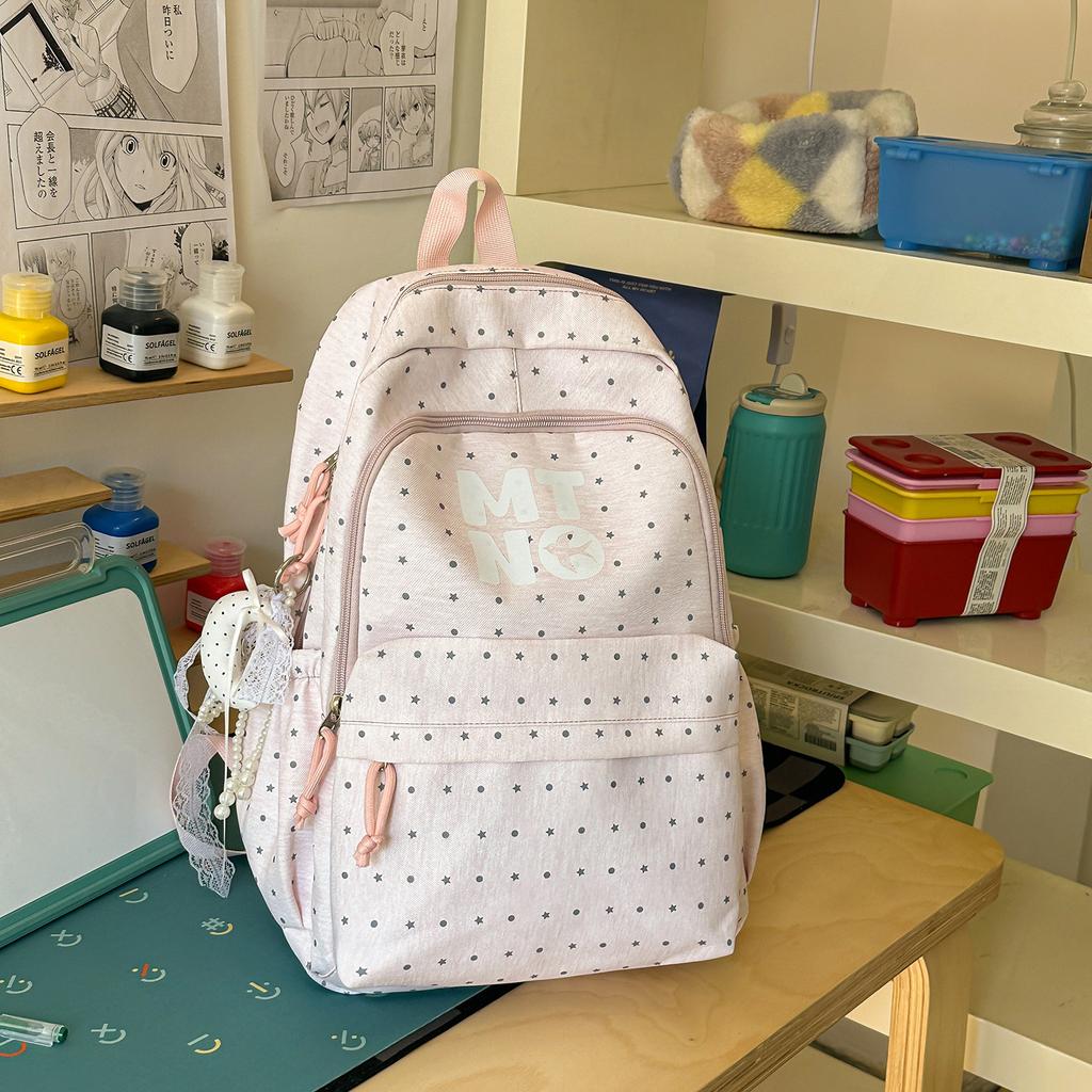 Schoolbag High-value Schoolbag Female Middle School Student Large Capacity Mori Personalized Backpack Cute Polka Dot Lightweight Travel Backpack