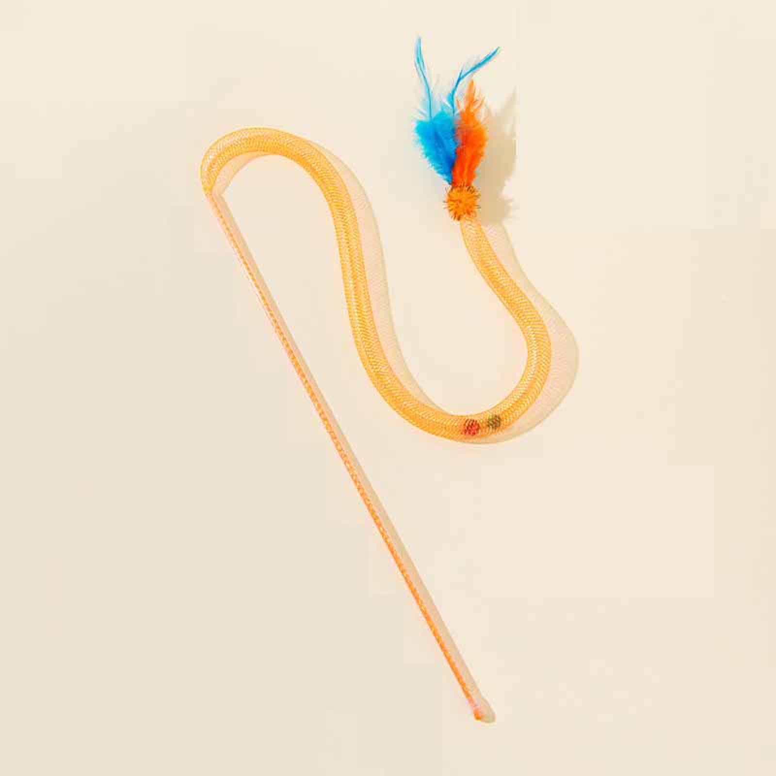 

Feather Teaser Stick with Bell, Handheld Long Pole Fighting Wand, Soft Self Entertainment Boredom Relief Interactive Toys One Size