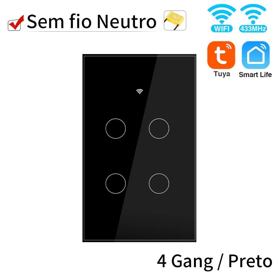 Tuya Smart US Standard WiFi Touch Switch, Single Live Wire, Tempered Glass, RF433.