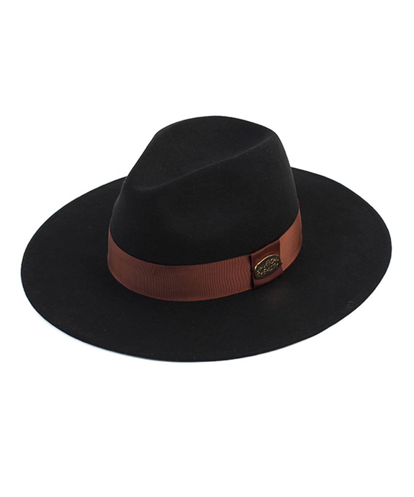 Yunibeosyeolkemiseuteuli Brown Line Black Wool Fedora