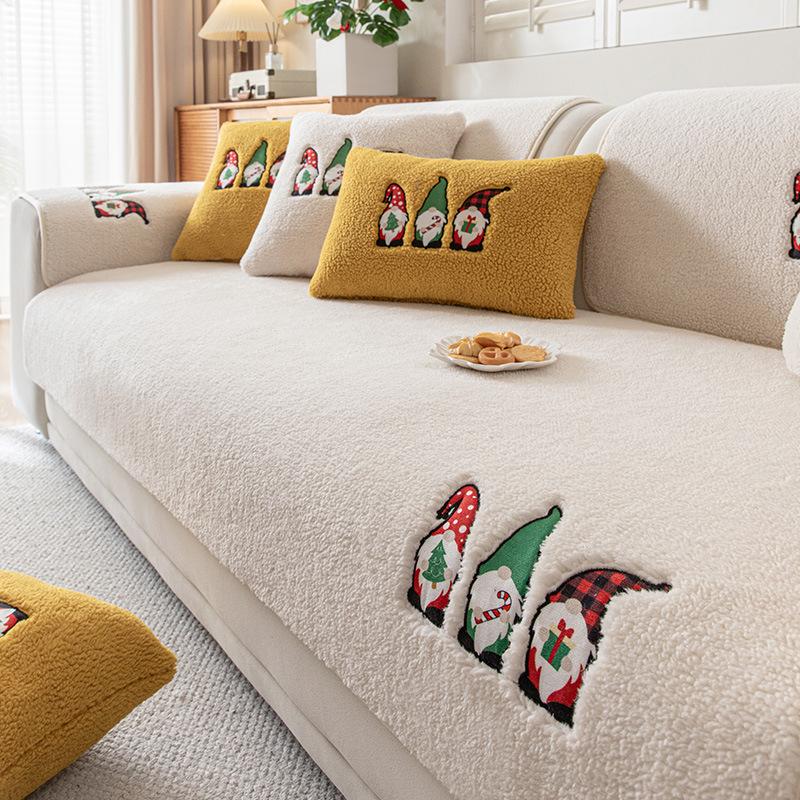 

Thickened Shearling Sofa Cushion Anti-Slip Leather Living Room Straight-Row Cover Secure Comfortable Living Room Sofa Pad 70x70cm 1pcs белый