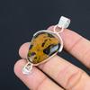 925 Sterling Silver Pear Natural Golden Pietersite Handcrafted Pendant Jewelry