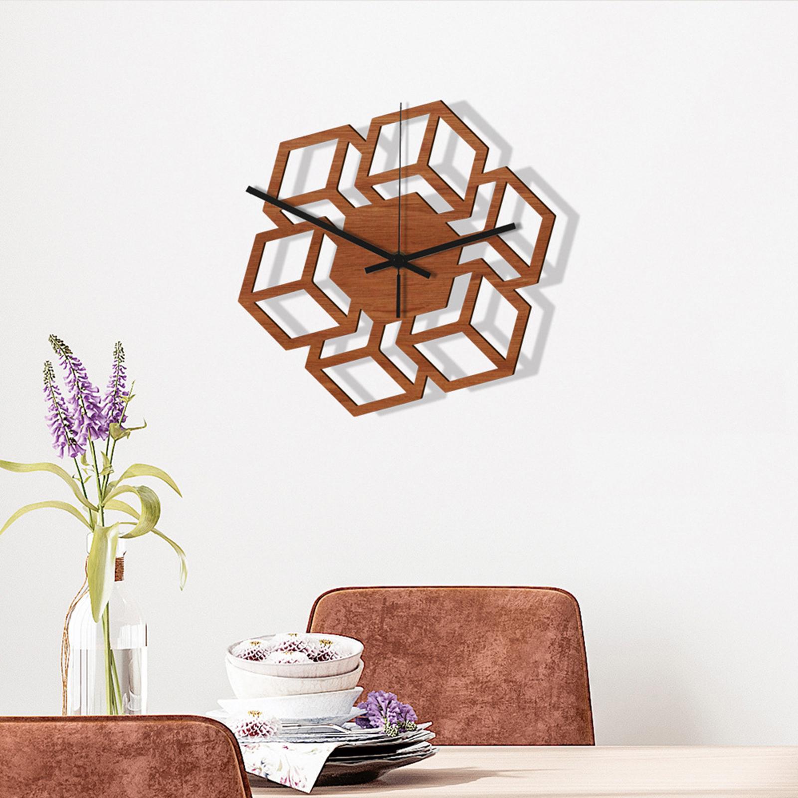 

Wall Hanging Watch Wood 3D Wall Clock for Living Room School Hotel Bar