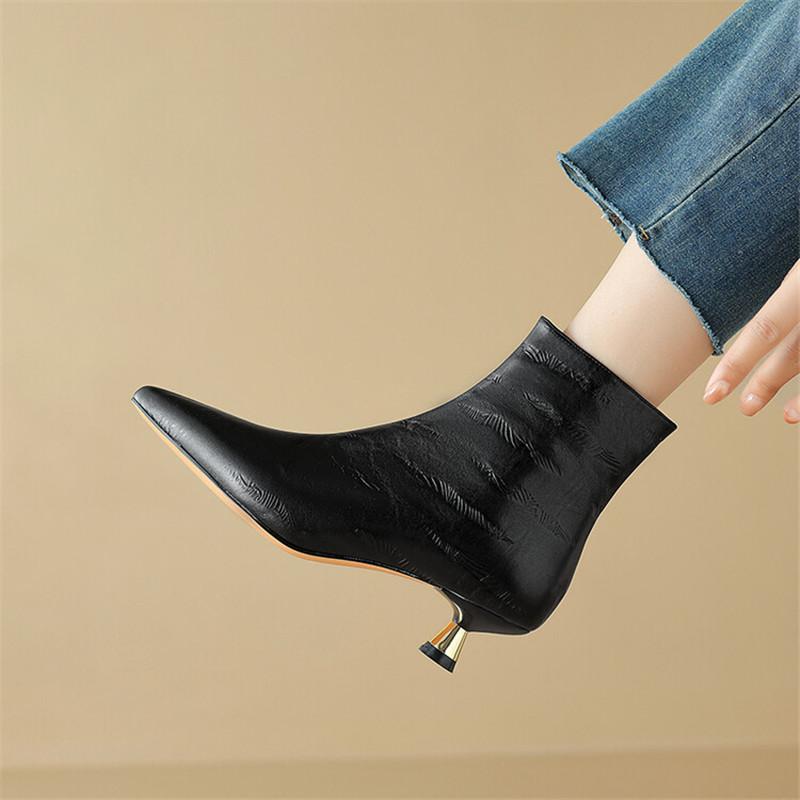 Mode Nouvelles Bottes d'Automne en Cuir Véritable pour Femmes Mode Bout Pointu Bottes de Chevalier pour Femmes Bottines Femmes Fait Main Botines Mujer