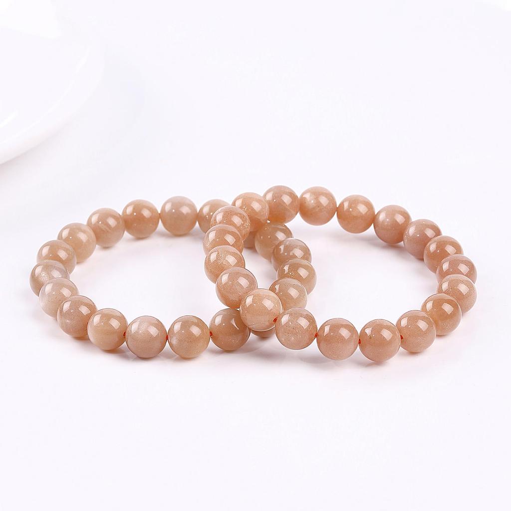 Natural Sunstone Round Bead Bracelet - DIY Jewelry Gift
