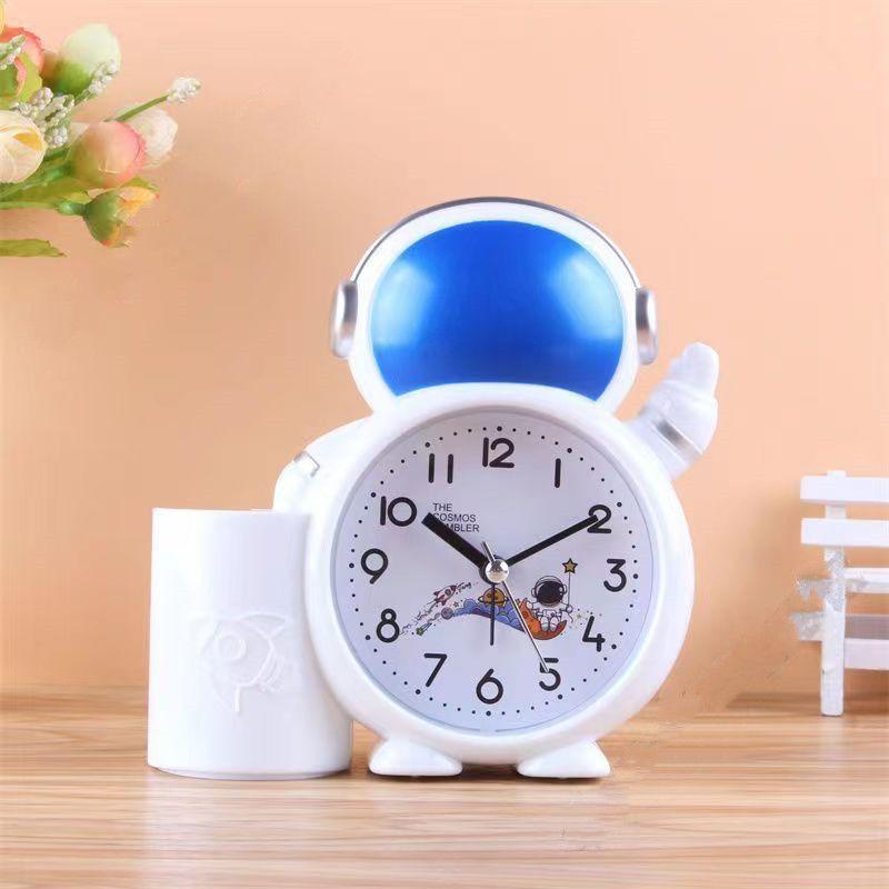 Pen Holder Alarm Clock Astronaut Student Fashion Cartoon Creative Multifunctional Bedside Lazy Person Wake Up and Quarrel Cute Clock Watch