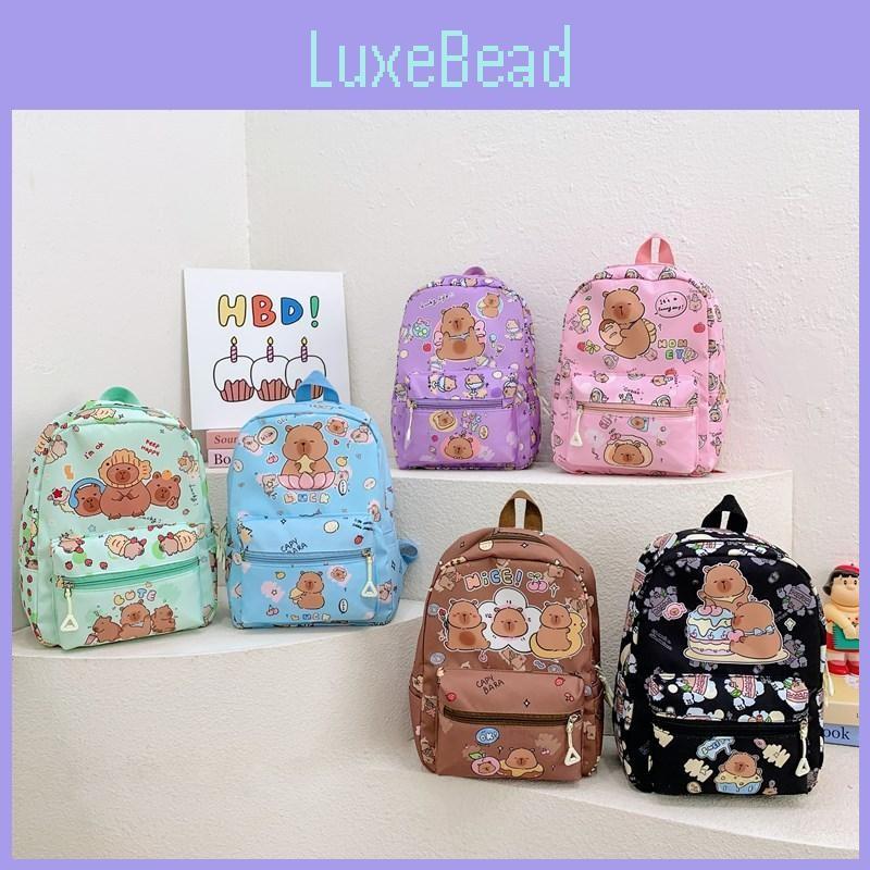 Pattern Cartoon Capybara Backpack Large Capacity Shoulders Bag Gift Children