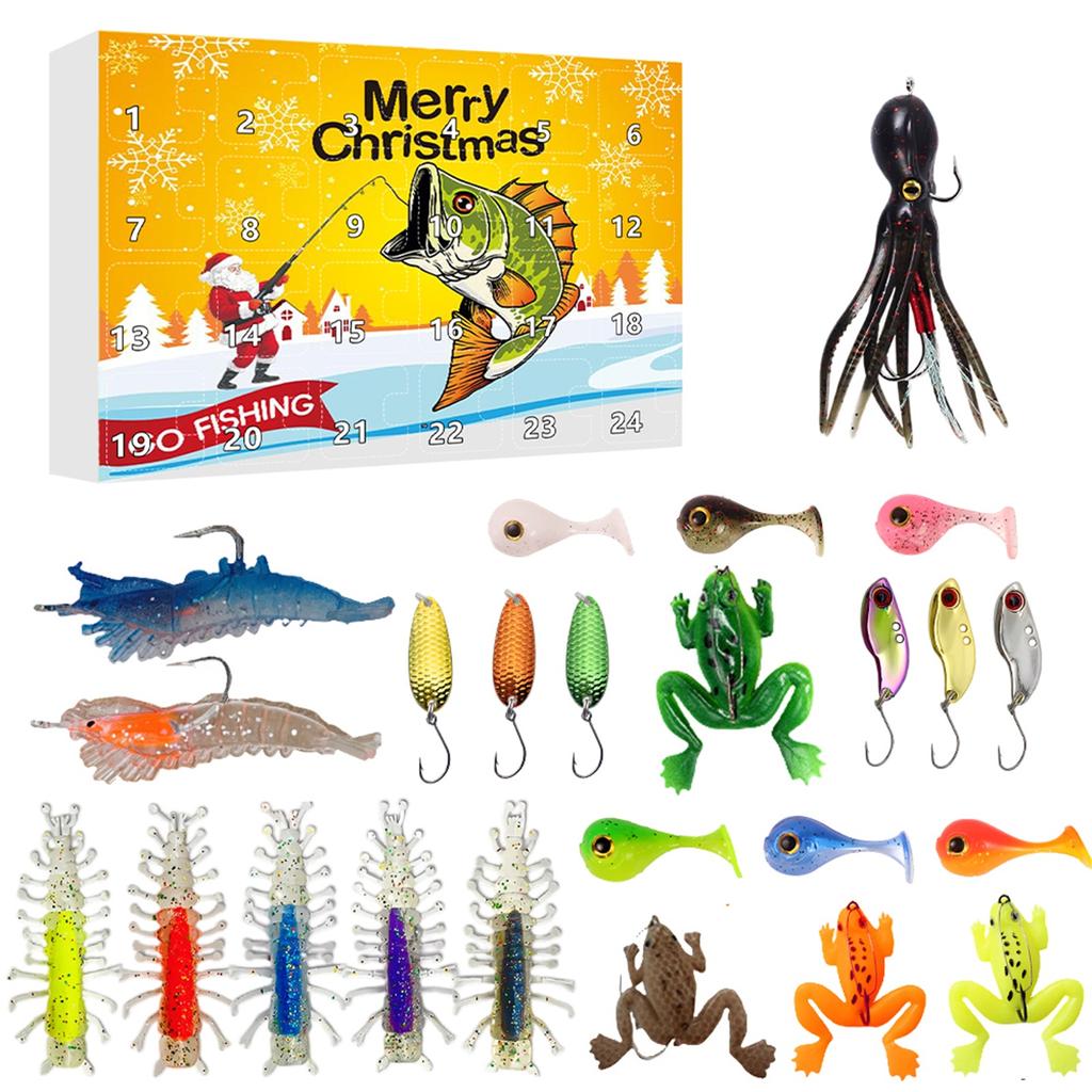 3D 24pc Advent Calendar Fishing Christmas Countdown, Fishing Tackle Advent Calendar For FishAdult Men Teen Boys, Xmas Surprise Gift