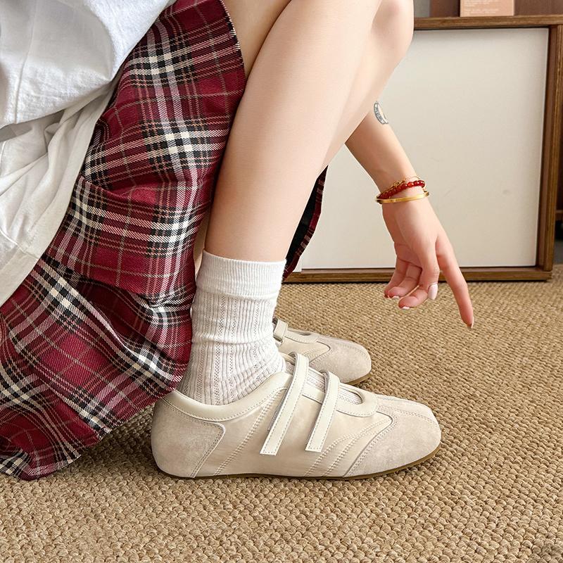 Fashion Aphixta Hook Loop Flat With Flats Shallow Elegant Women Flat Shoes Blue Suede Upper Loafers Mary Janes Shoes Casual Footwear