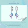 BAMOER 925 Sterling Silver Dreamy Gradual Change Blue Conch Ear Buckles Sea Shell Drop Earrings for Women Ocean Series Jewelry