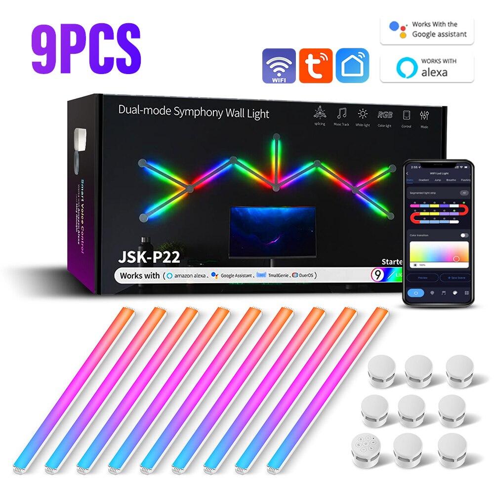 WIFI LED Smart Wall Lamp RGBIC Light Bar DIY Atmosfera Nocne Światło APP Muzyka Rytm Podświetlenie TV Sypialnia Pokój Gier Dekoracja