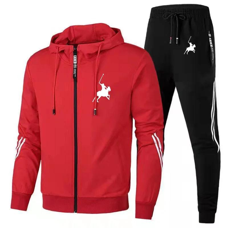 Men's Casual Zipper Hoodie Suits Luxury Print Outdoor Fitness Jogging Sports Suit Men's Casual Cloth Sweatpant Sets Tracksuit