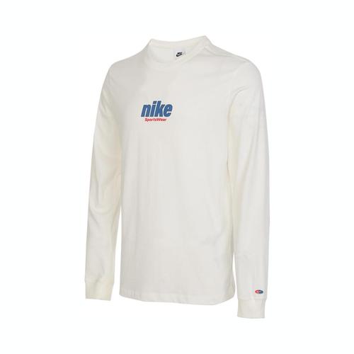 Nike Sportswear Casual Pullover Letter Print Crew Neck Long Sleeve T-Shirt XL белый