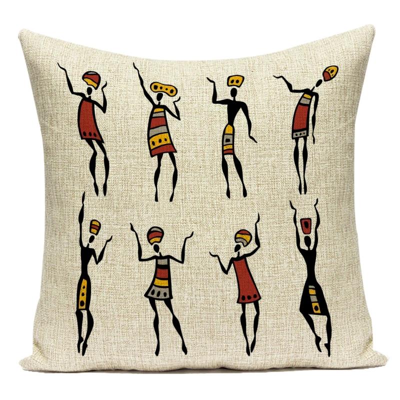Africa Decorative Cushion Cover African Woman Custom Pillow Case National Costume Pattern Sofa Home Decor Pillow Cover