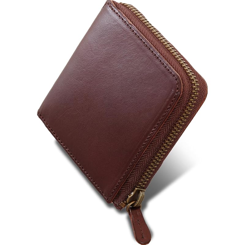 

[Evoon] Italian leather that will age well Thin L-shaped bi-fold wallet Vellda L-zip bifold wallet made in Japan genuine leather (brown)