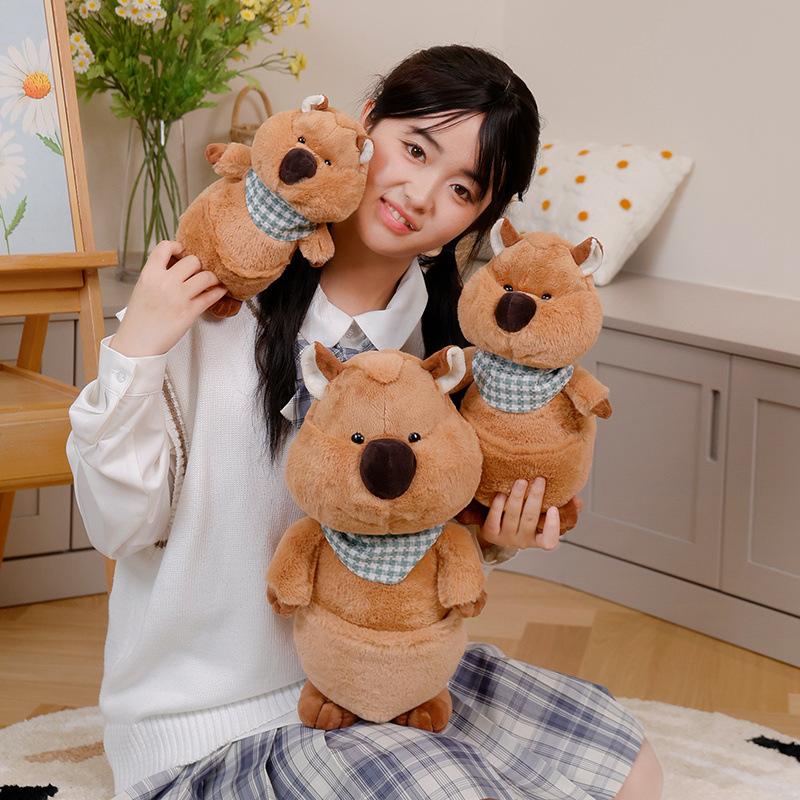 Niedliches Känguru-Puppe mit kurzem Schwanz Kinder Plüschtiere Känguru Stoffpuppe Puppe Rollpuppe Ornamente Geburtstagsgeschenk