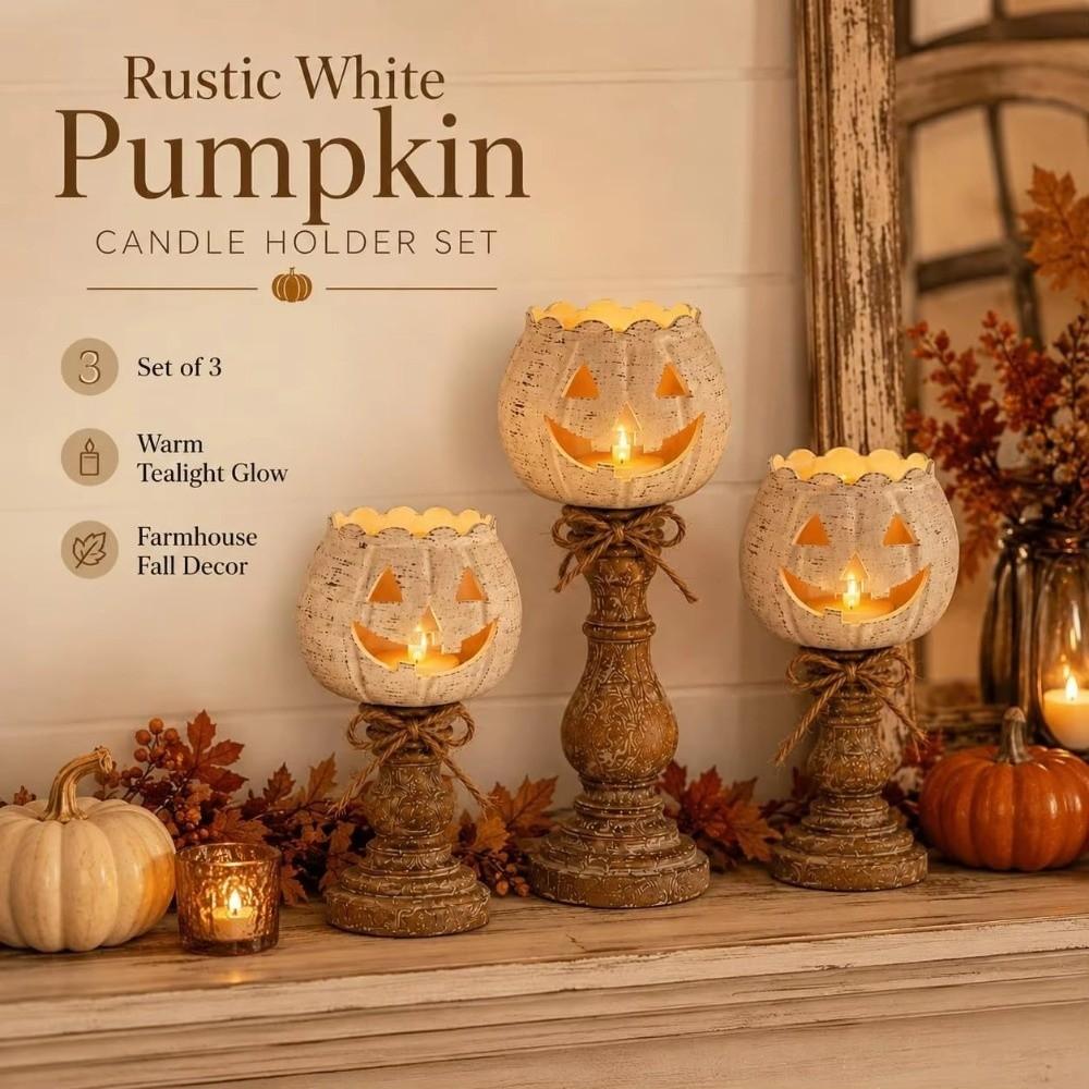 Cutout Face Pumpkin Tealight Candle Holder Scalloped Top Tealight Candle Holder  Thanksgiving Decor