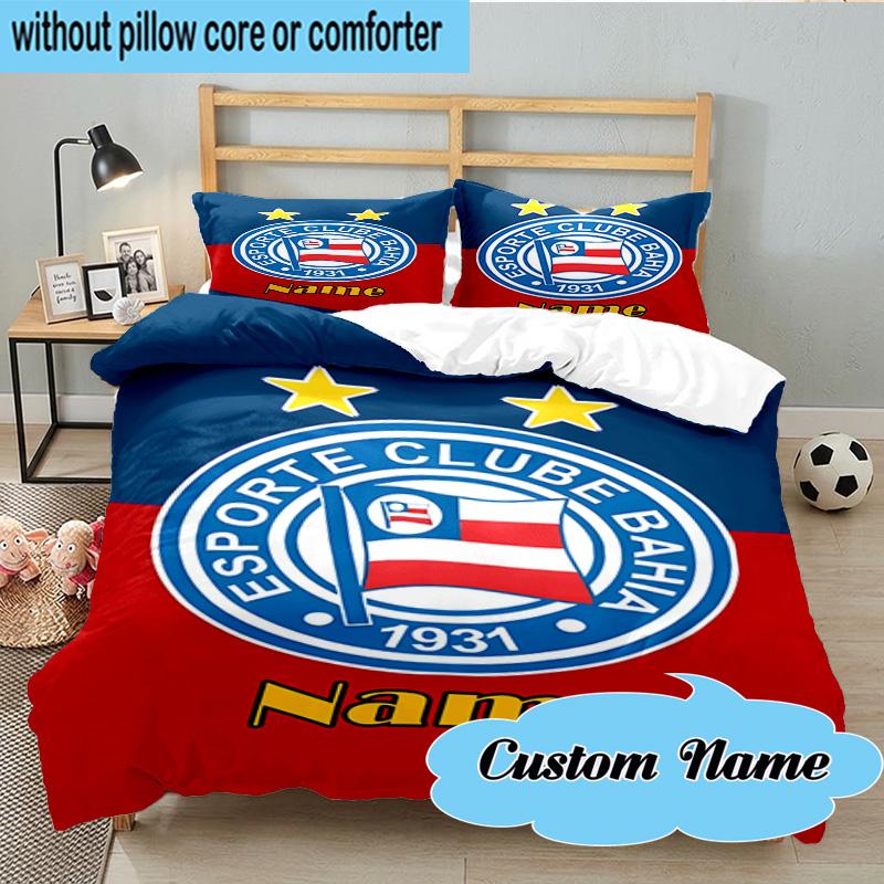 3PCS Custom Name Bahia FC Crest Design Bedding Set, Including 1pc Duvet Cover And 2pcs Pillowcases, Suitable for dorms and bedrooms Gift