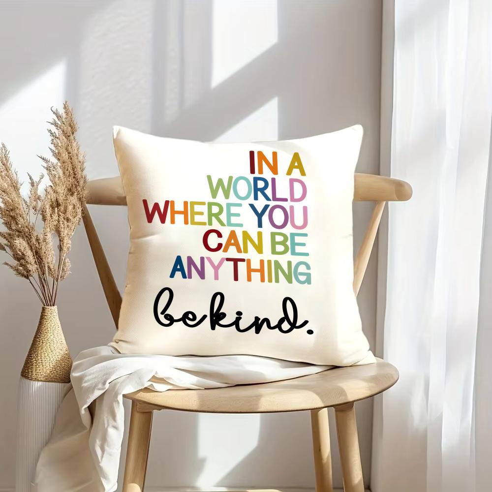 English Education Cushion Cover Soft Plush Throw Pillow Cover | Double-Sided Decorative Cushion Case | Sofa Bedroom Home Decor