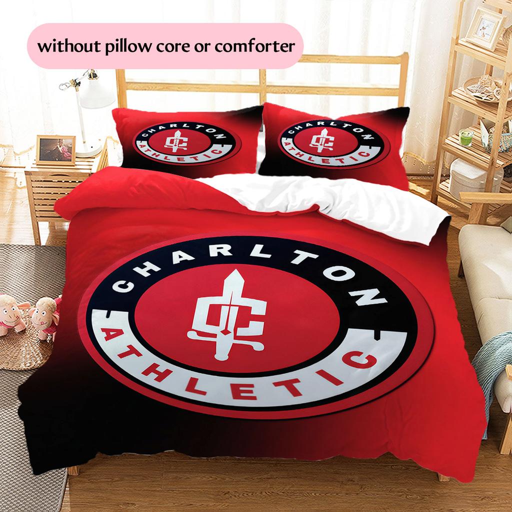 Charlton Athletic Pattern Bedding Home Decoration Birthday Gift ( 1 duvet cover + 2 pillowcase, without core),fan merchandise.