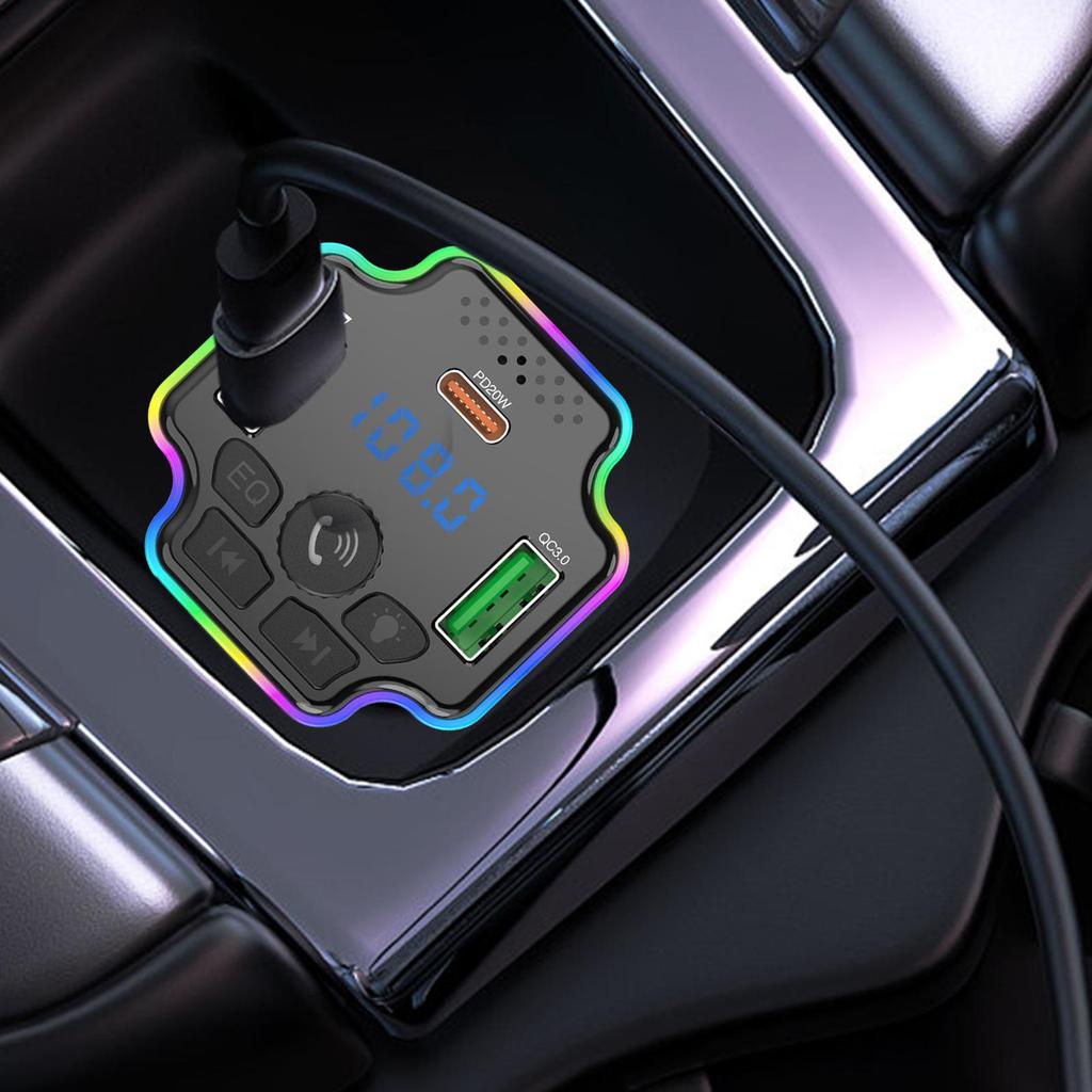 FM Transmitter Radio Wireless Charger Transmitter Wireless Music Adapter For Vehicle Automotive Truck SUV Commuting RV Driving