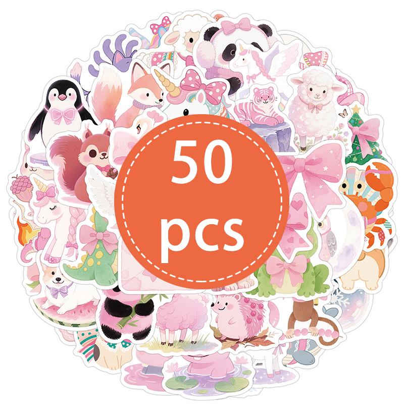 50 Cute Cartoon Pink Salamander Vinyl Stickers - Waterproof and Reusable Stickers for Notebook Computers, Skateboards