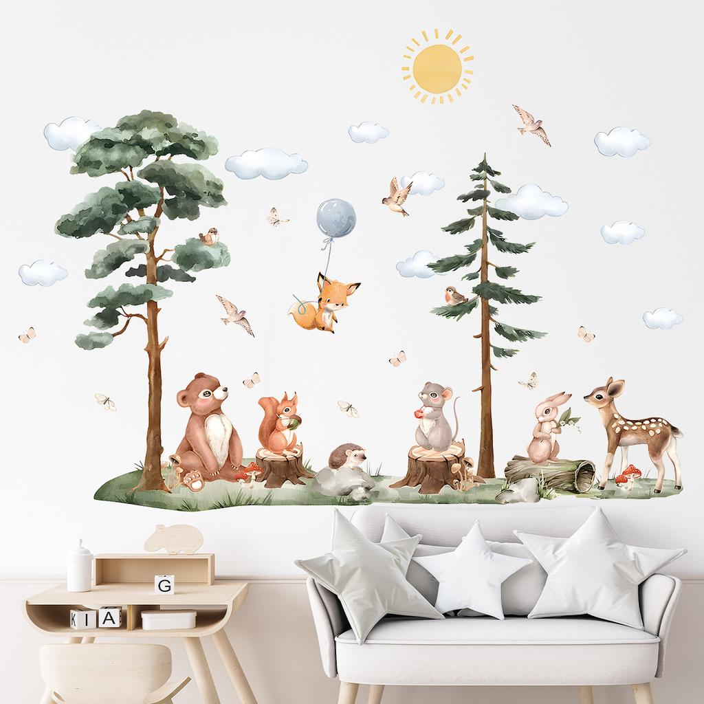 1Pc Cartoon Cute Bear Deer Smiling Animal Wall Stickers for Bedroom Living Room Nursery Decoration Wall Decals Kids Room Decor