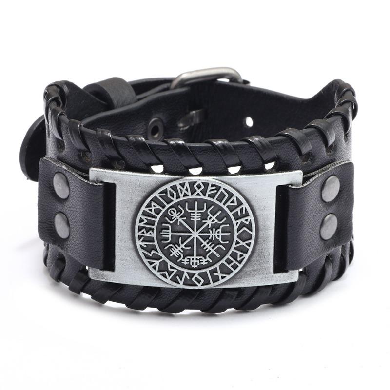 Pirate Vintage Bracelet Compass Men's Wide Bracelet Leather Bracelet