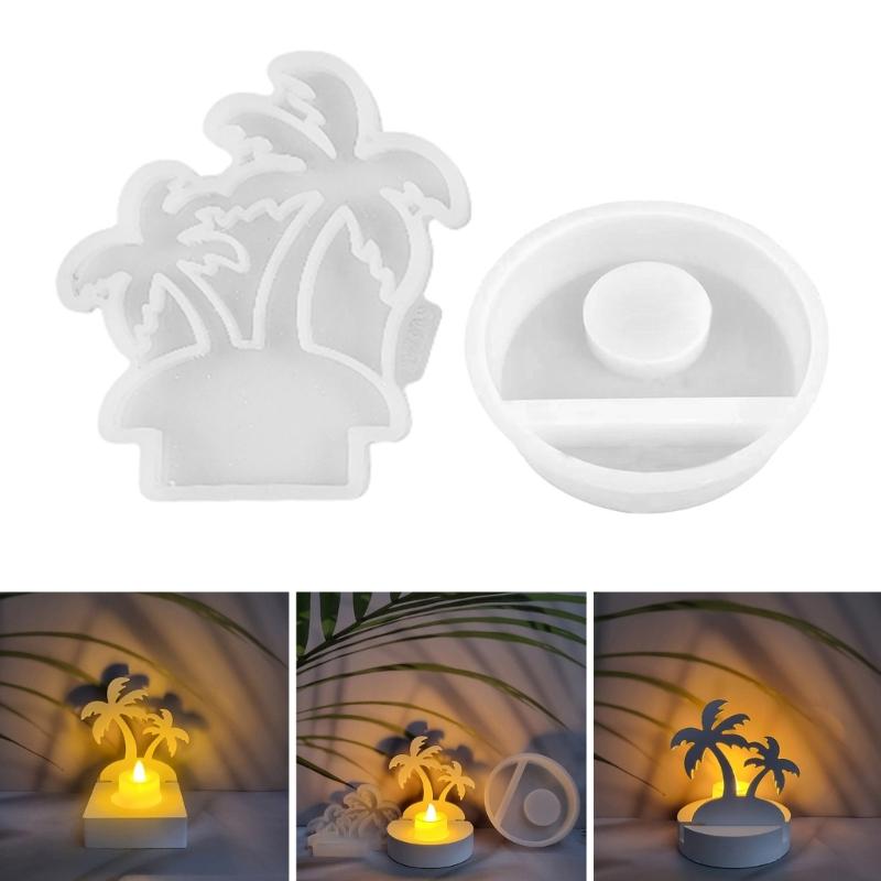 Coconut Tree Candle Holder Silicone Molds Candlesticks Castings Moulds Resins Molds Craft Molds for Tapers Candle