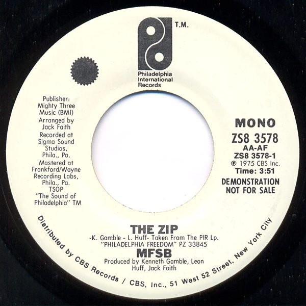 

7inch Record MFSB - The Zip ZS83578PROMO Philadelphia In 1975 US Soul/Funk Used