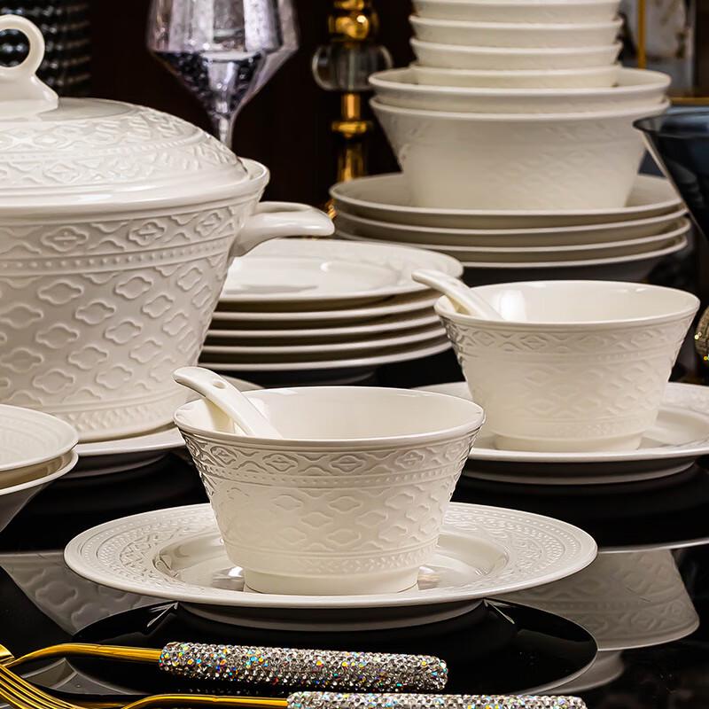 Mod Lanka Französisches Relief Jingdezhen Knochenporzellan Teller