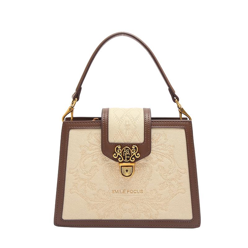 Large Capacity Embroidered Organ Tote Bag, High-end and Fashionable One Shoulder Armpit Bag абрикосовый