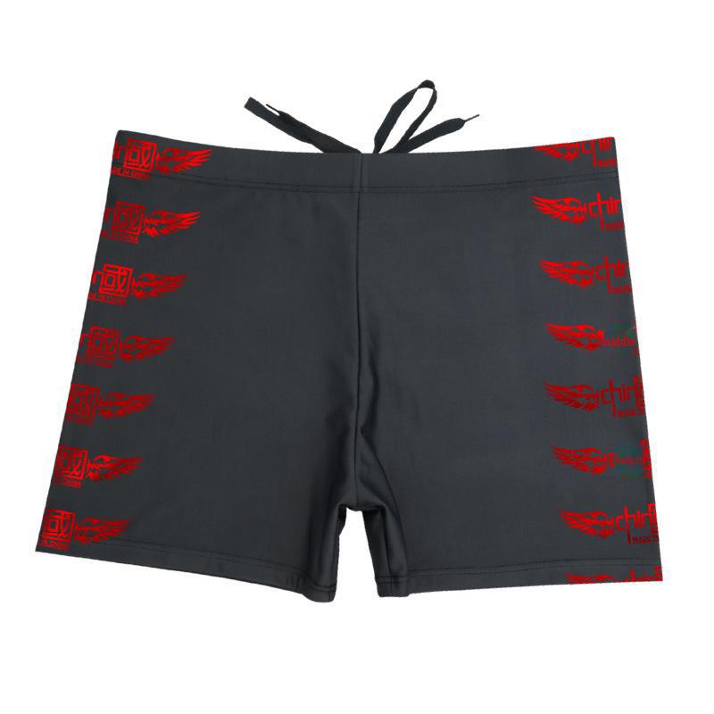 High-Waist Men's Flame Swim Trunks - Conservative, Anti-Embarrassment Beachwear