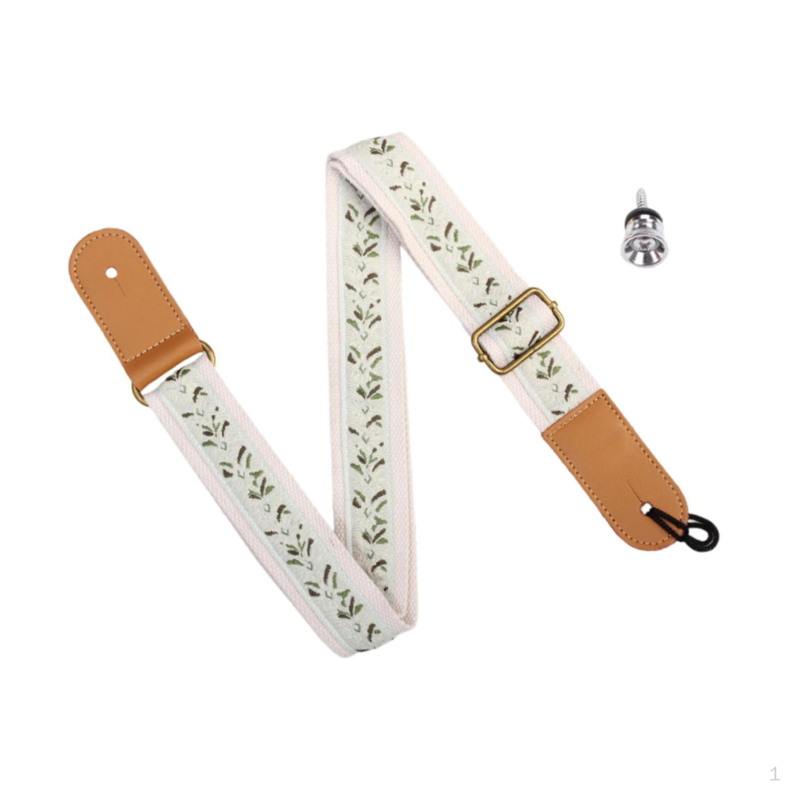 

Вышитый ремень для укулеле, задняя часть гитары, легкий регулируемый плечевой ремень для струн бежевый