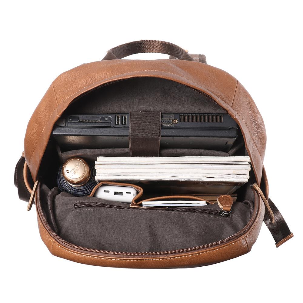 Men'S Genuine Leather Backpack, First-Layer Cowhide Leisure Travel Backpack, Large-Capacity Computer Bag, Retro Men'S Bag.