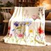 1pc New Floral Flannel Blanket, Ultra-Soft Warm All-Season Comfortable Throw, Pastel Wildflower Pattern (Freesia, Daisy, Lavender) Single-Sided Print,