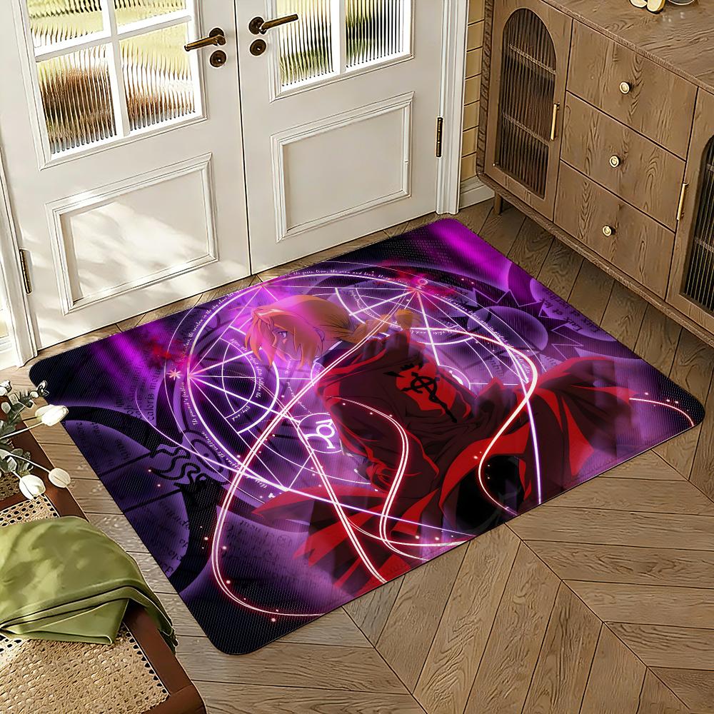 Fullmetal Alchemist Floor Mat Soft Thickened Absorbent Non-Slip Bedroom Living Room Door Mat Home Decor Flannel Rugs