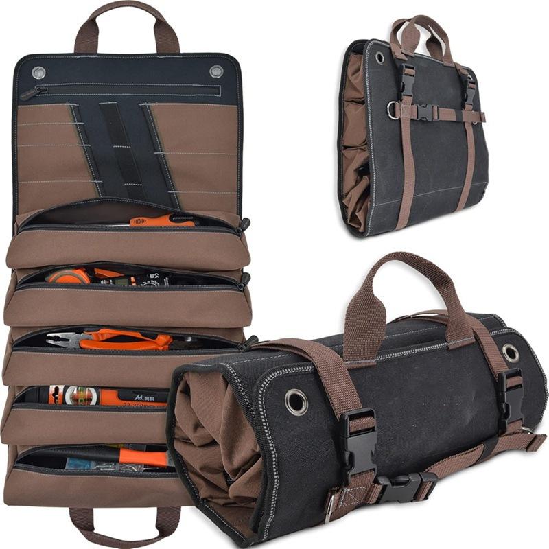 Electrician's Tool Storage Bag Roll-Up Multifunctional Canvas Hardware Tool Bag Oxford Cloth