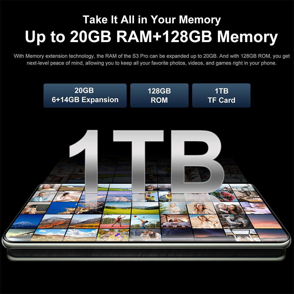 FOSSiBOT Smartphone S3 Pro 4G, Ecran AMOLED Curbat de 6,67", Ecran Spate de 1,09"