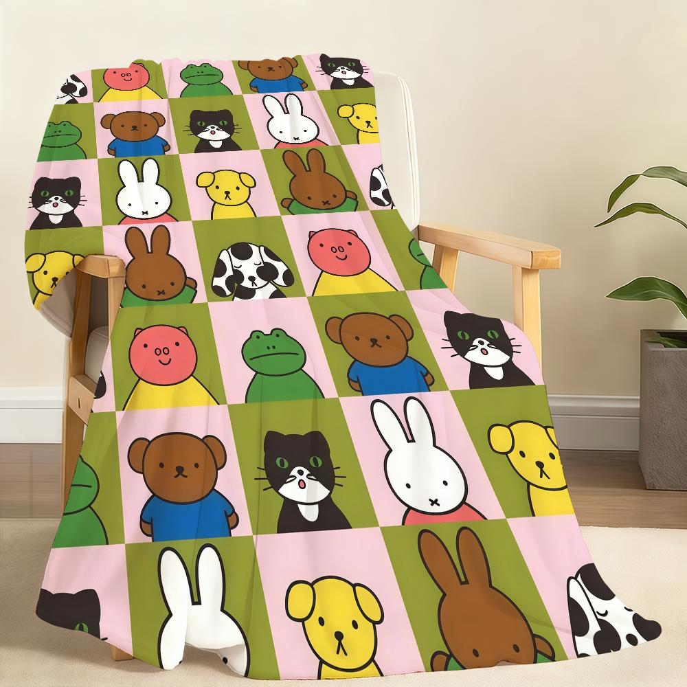 Cartoon Cute M-Miffy Blanket Soft Throw Blanket for Home Bedroom Bed Sofa Picnic Travel Office Rest Cover Blanket Gift