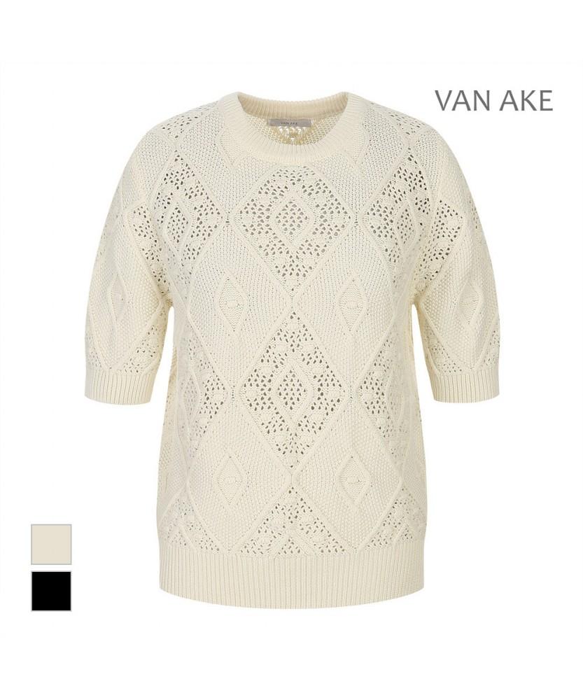 VANAKE Diamond Pattern Short Sleeve Knit_Vb43Ktq304Z