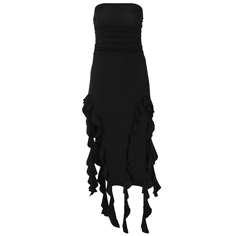 

2024 Summer European & American Style Women s Sexy Irregular Wrap Dress Large чорний